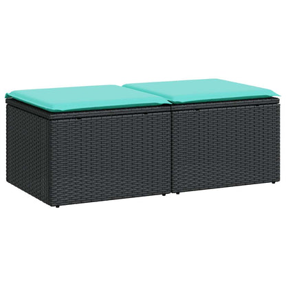 2-tlg. Garten-Sofagarnitur mit Kissen Schwarz Poly Rattan