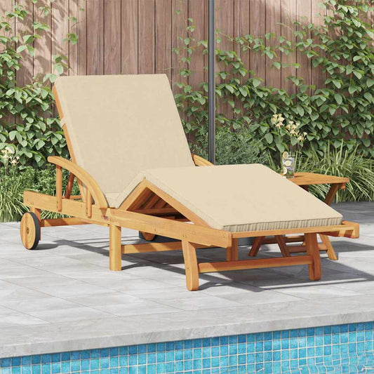 Sonnenliege mit Kissen Beige 200 x 67 x 84cm Massivholz Akazie