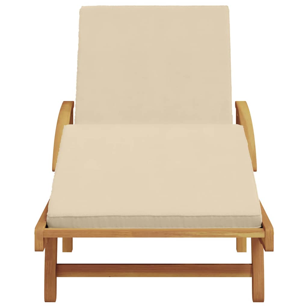 Sonnenliege mit Kissen Beige 200 x 67 x 84cm Massivholz Akazie
