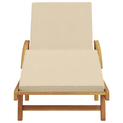 Sonnenliege mit Kissen Beige 200 x 67 x 84cm Massivholz Akazie