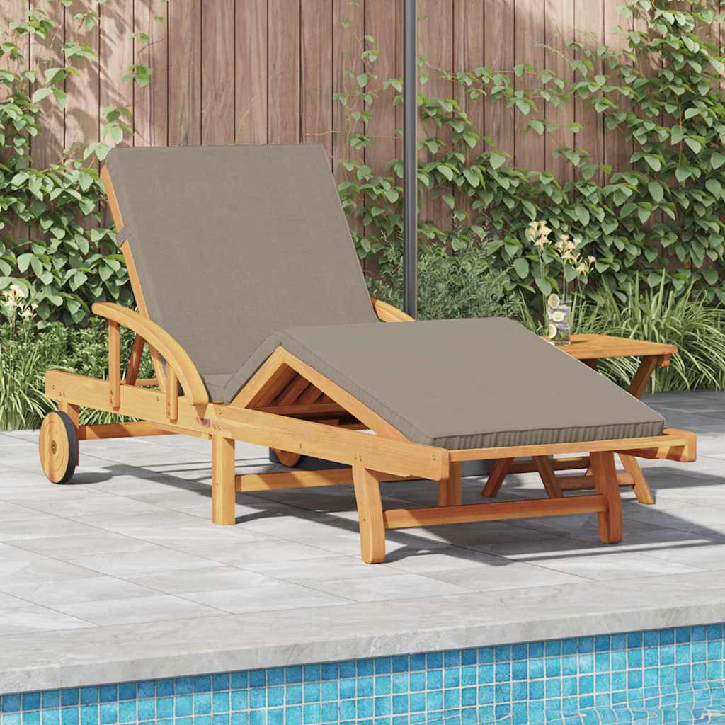 Sonnenliege mit Kissen Taupe 200 x 67 x 84cm Massivholz Akazie