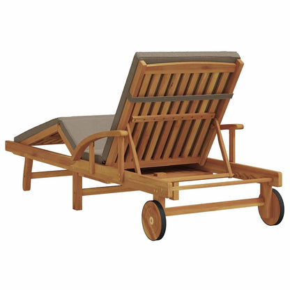 Sonnenliege mit Kissen Taupe 200 x 67 x 84cm Massivholz Akazie