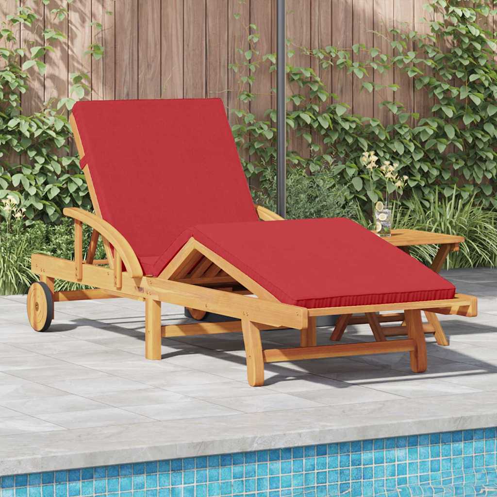 Sonnenliege mit Kissen Rot 200 x 67 x 84cm Massivholz Akazie