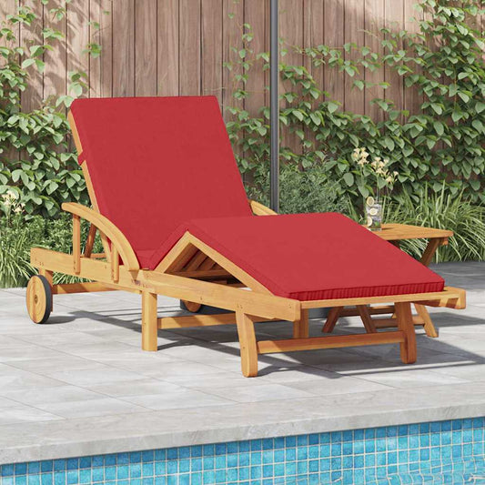 Sonnenliege mit Kissen Rot 200 x 67 x 84cm Massivholz Akazie