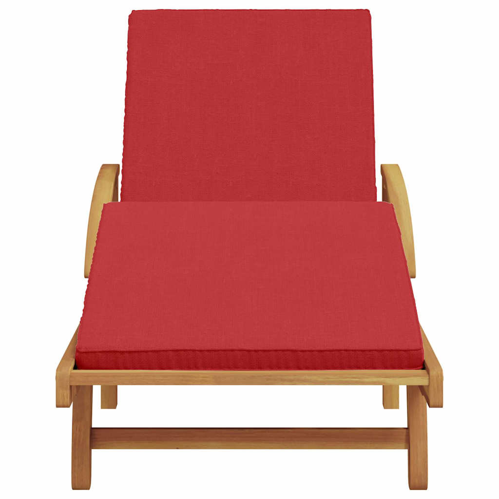 Sonnenliege mit Kissen Rot 200 x 67 x 84cm Massivholz Akazie