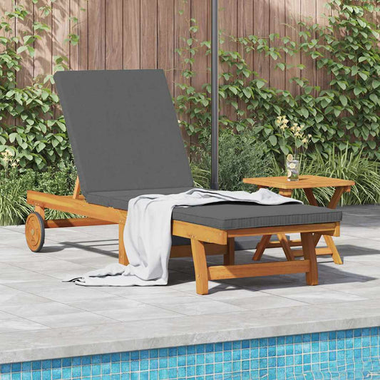 Sonnenliege mit Kissen Braun 63 x 199 x 85cm Massivholz Akazie