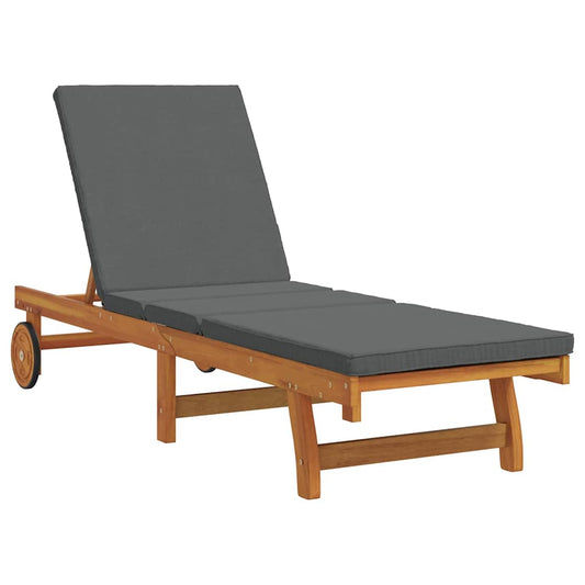 Sonnenliege mit Kissen Braun 63 x 199 x 85cm Massivholz Akazie