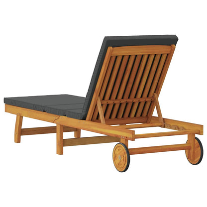 Sonnenliege mit Kissen Braun 63 x 199 x 85cm Massivholz Akazie
