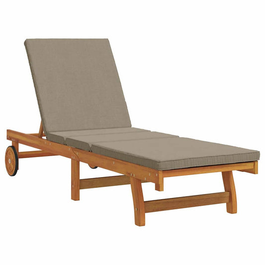 Sonnenliege mit Kissen Braun 63 x 199 x 85cm Massivholz Akazie