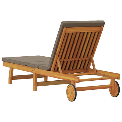 Sonnenliege mit Kissen Braun 63 x 199 x 85cm Massivholz Akazie