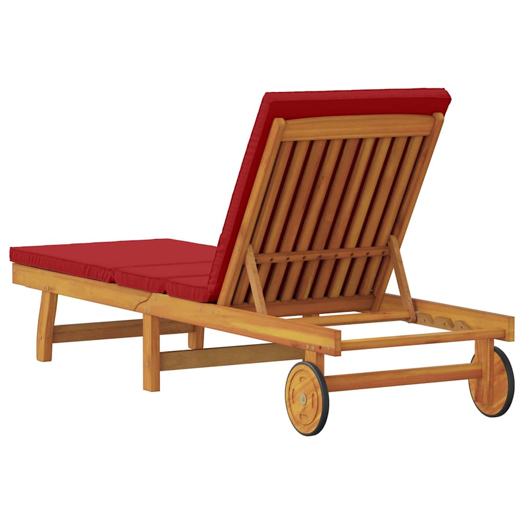 Sonnenliege mit Kissen Braun 63 x 199 x 85cm Massivholz Akazie