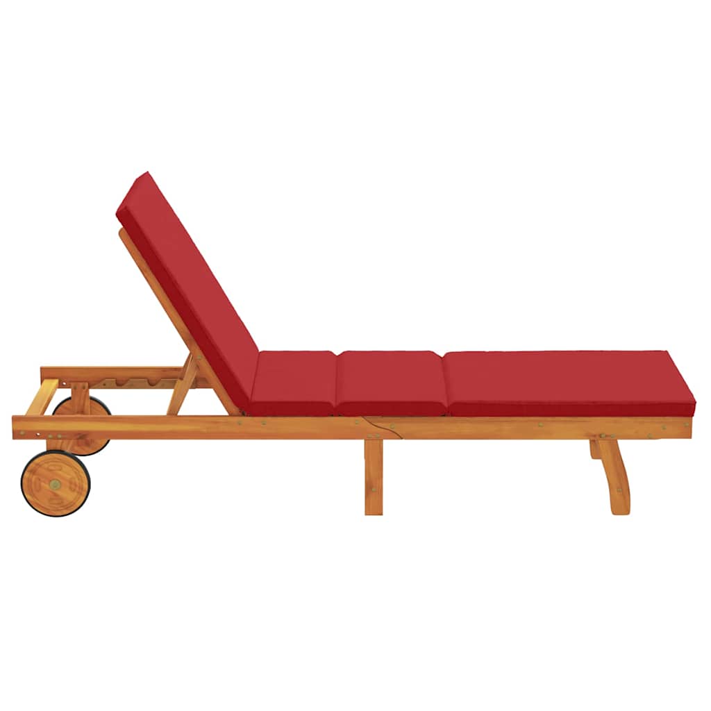 Sonnenliege mit Kissen Braun 63 x 199 x 85cm Massivholz Akazie