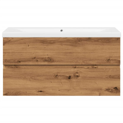 Waschbeckenunterschrank mit Einbaubecken Artisan-Eiche