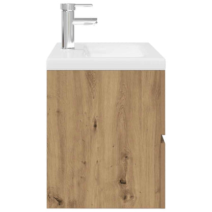 Waschbeckenunterschrank mit Einbaubecken und Wasserhahn