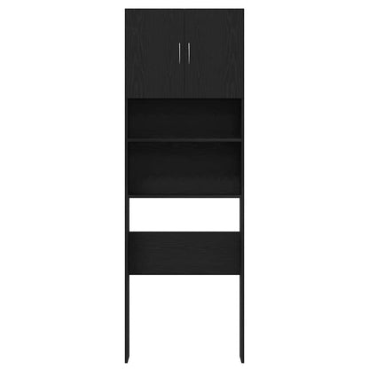 Waschmaschinenschrank Schwarz Eichen-Optik 64x24x190 cm