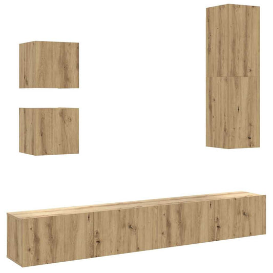 5-tlg. TV-Schrank-Set Wandmontage Artisan-Eiche Holzwerkstoff