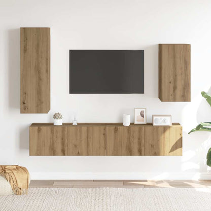 4-tlg. TV-Schrank-Set Wandmontage Artisan-Eiche Holzwerkstoff