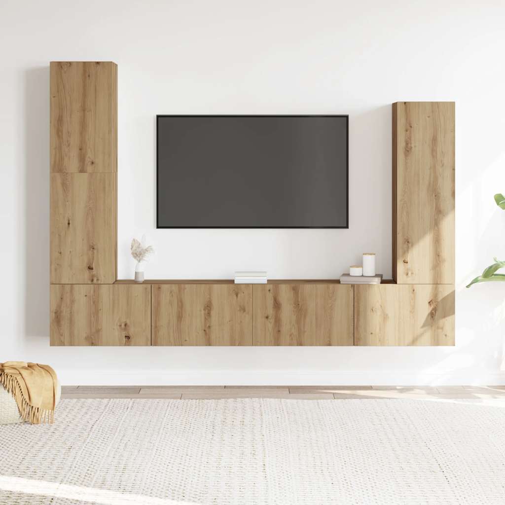 4-tlg. TV-Schrank-Set Wandmontage Artisan-Eiche Holzwerkstoff
