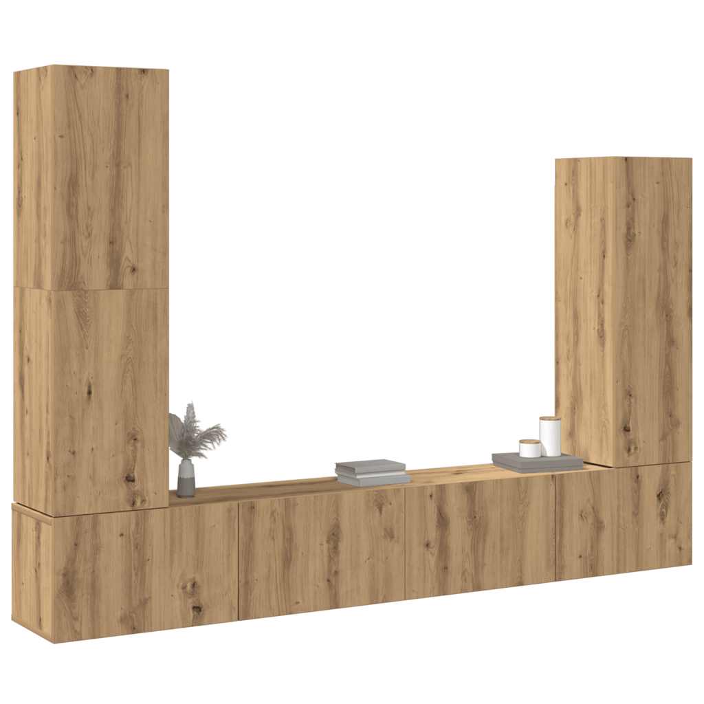 4-tlg. TV-Schrank-Set Wandmontage Artisan-Eiche Holzwerkstoff