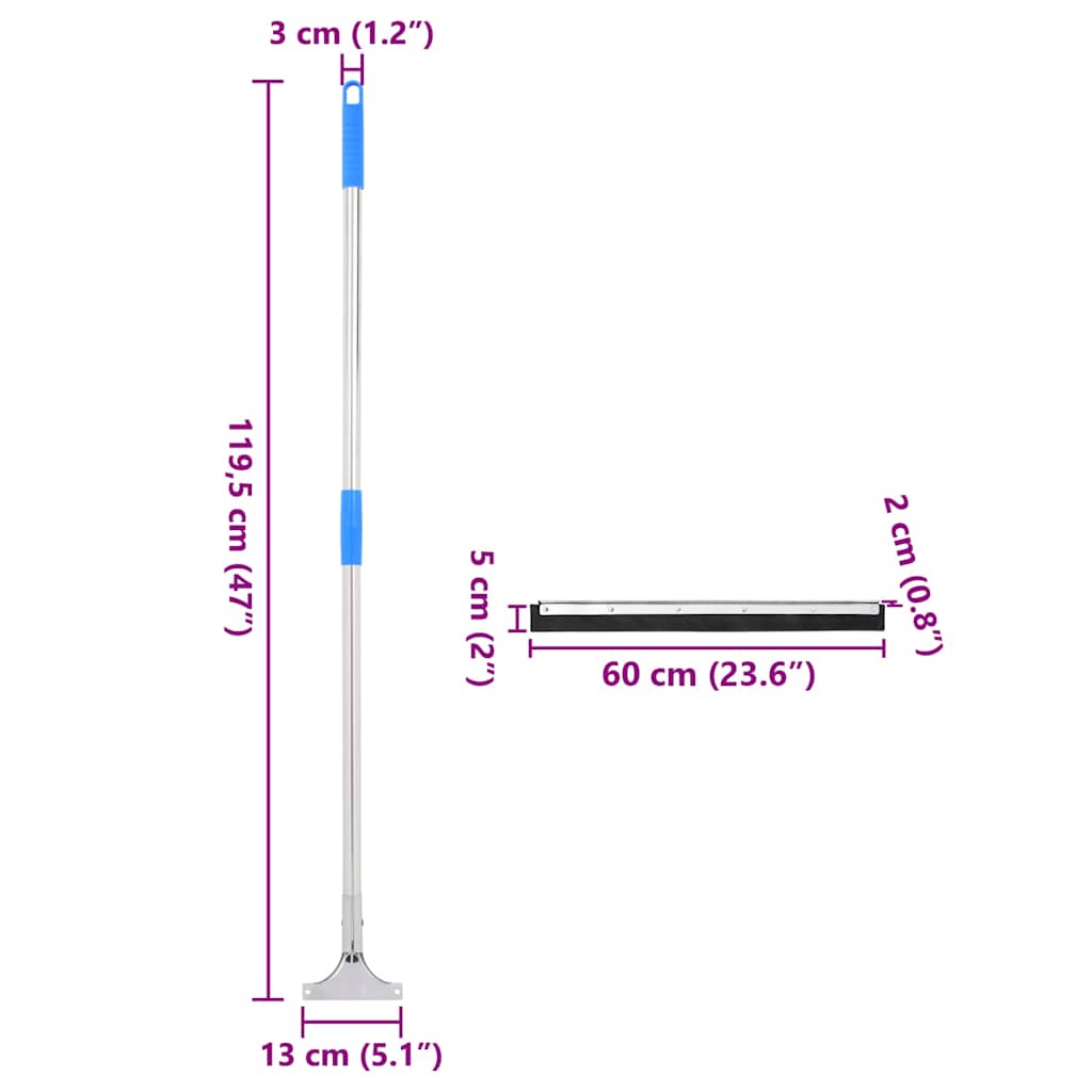 Wasserschieber mit Stielen 5 Stk. 60,5x119,5 cm Stahl und Gummi