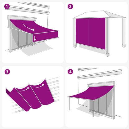 Markisen-Ersatzstoff Gelb, weiß 10 x 1.6 m PE, Beton, Eisen