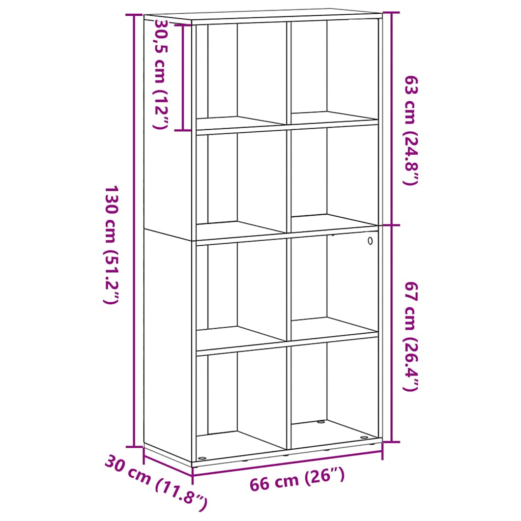 Bücherregal Schwarz Eichen-Optik 66x30x130 cm Holzwerkstoff