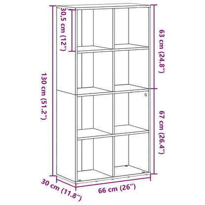 Bücherregal Schwarz Eichen-Optik 66x30x130 cm Holzwerkstoff
