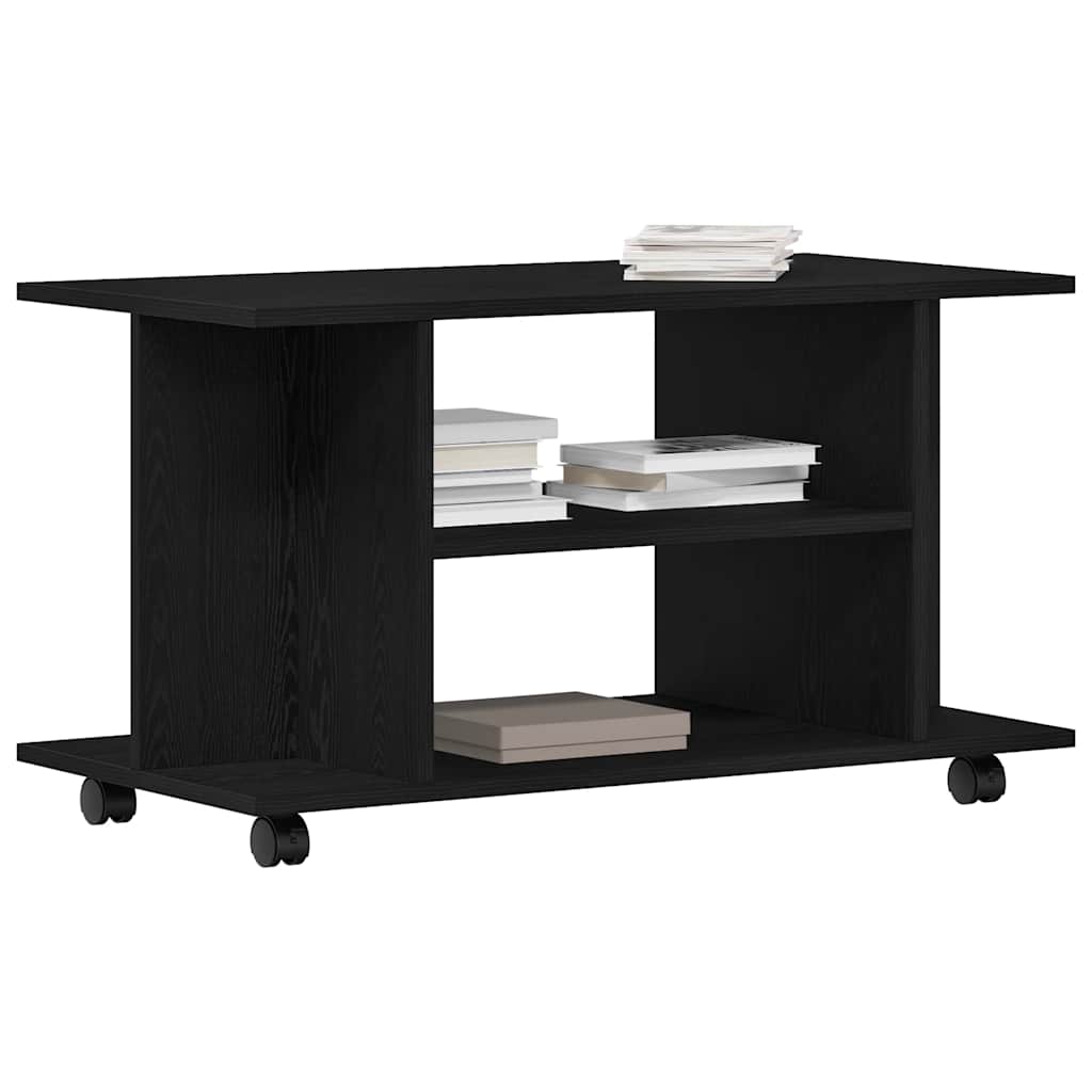TV-Schrank mit Rollen Schwarz Eichen-Optik 80x40x45 cm