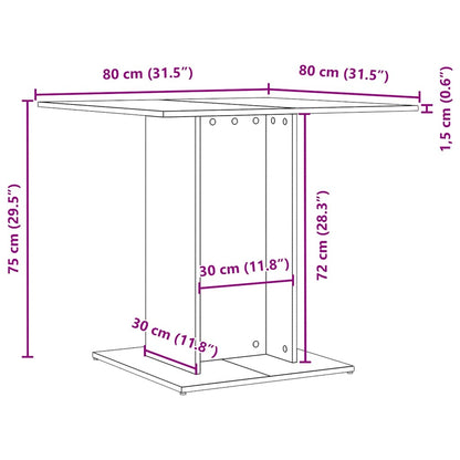 Esstisch Schwarz Eichen-Optik 80x80x75 cm Holzwerkstoff