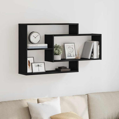 Wandregal Eiche Schwarz 104x20x58,5 cm Holzwerkstoff