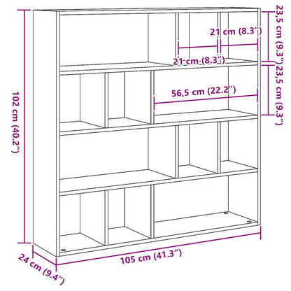 Bücherschrank/Raumteiler Eiche schwarz 105x24x102 cm