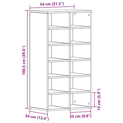 Schuhregal Schwarz Eichen-Optik 54x34x100,5 cm Holzwerkstoff