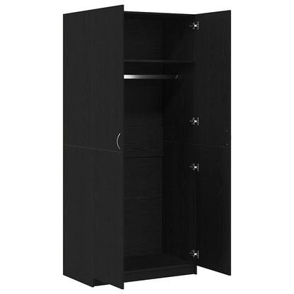 Kleiderschrank mit Tür Schwarz 90 x 52 x 200 cm Holzwerkstoff
