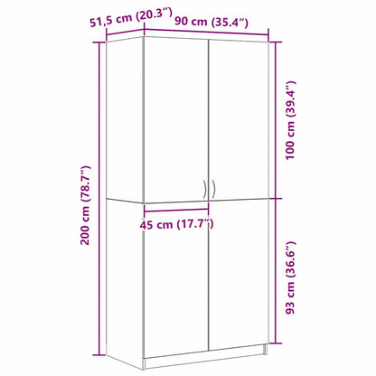 Kleiderschrank mit Tür Schwarz 90 x 52 x 200 cm Holzwerkstoff