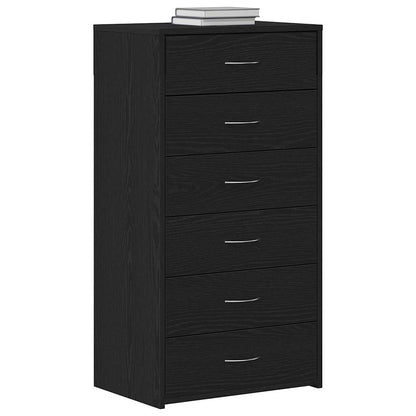 Sideboard mit 6 Schubladen Schwarz Eichen-Optik 50x34x96 cm