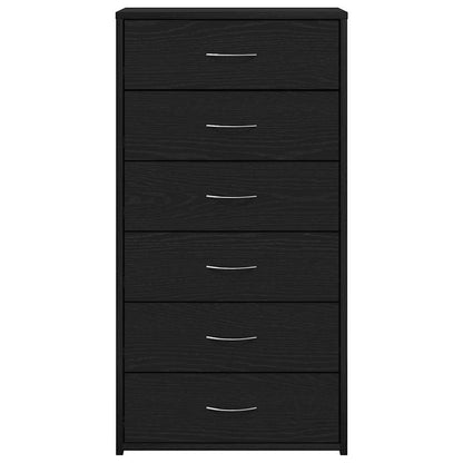 Sideboard mit 6 Schubladen Schwarz Eichen-Optik 50x34x96 cm