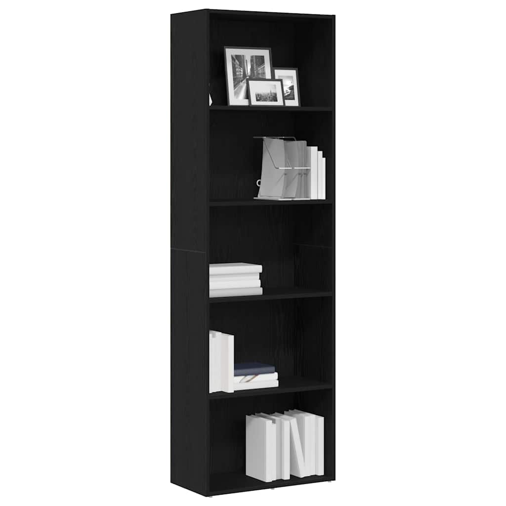 Bücherregal Schwarz Eichen-Optik 60x30x189 cm Holzwerkstoff