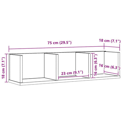 Wandregal Schwarze Eiche 75 x 18 x 18 cm Holzwerkstoff