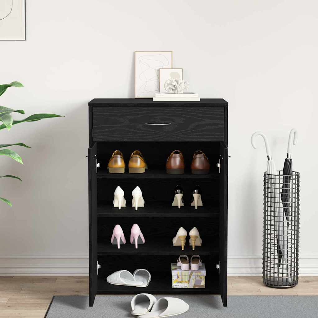 Schuhregal mit Tür Schwarze Eiche 60 x 35 x 84 cm Holzwerkstoff