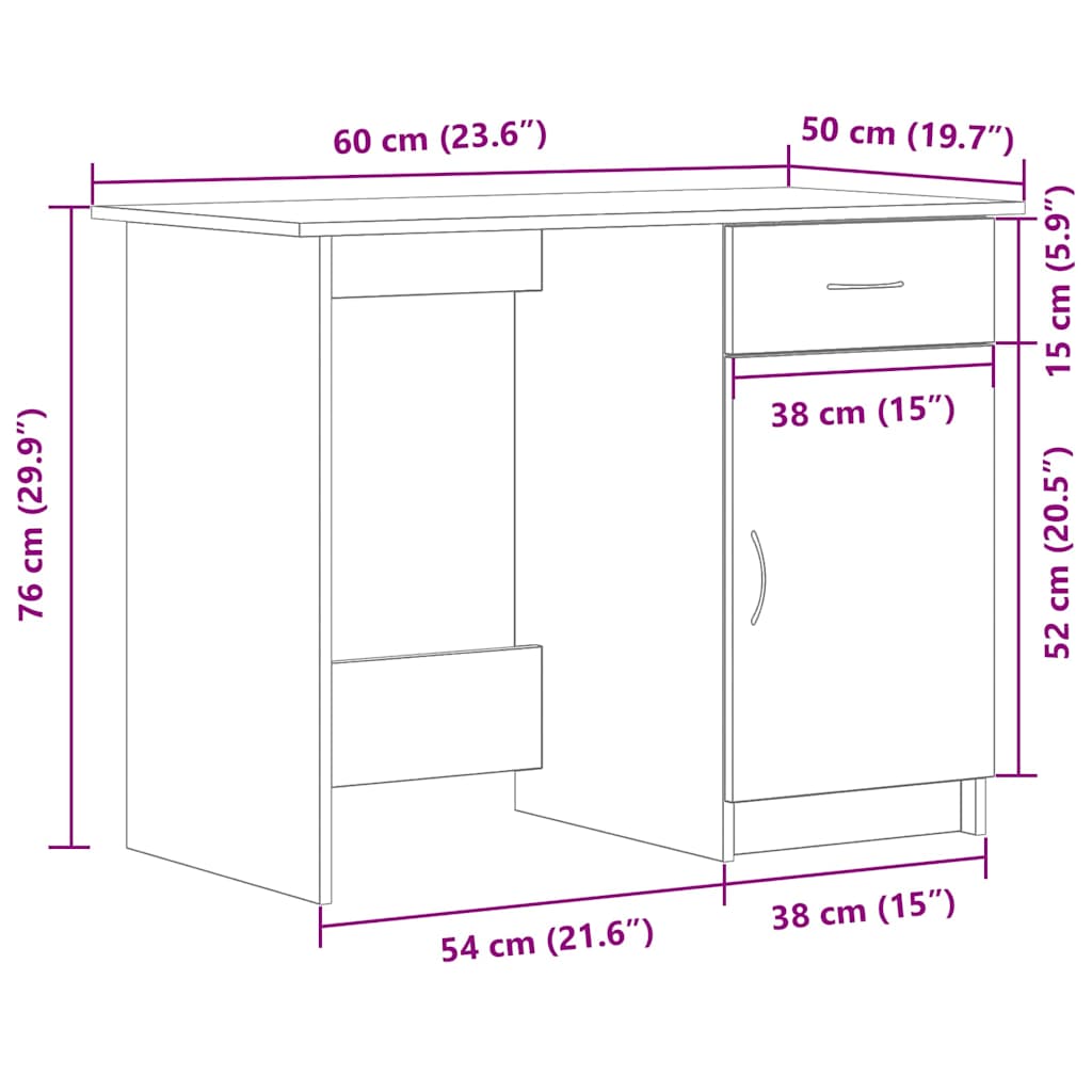 Schreibtisch Schwarze Eiche 100 x 50 x 76 cm Holzwerkstoff