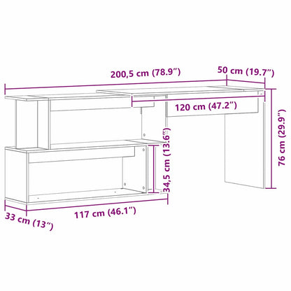 Schreibtisch Schwarze Eiche 200 x 50 x 76 cm Holzwerkstoff