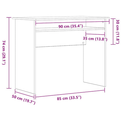 Schreibtisch Schwarz Eichen-Optik 90x50x74 cm Holzwerkstoff