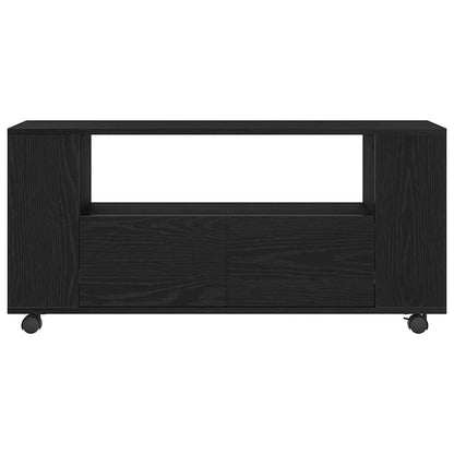 TV-Schrank mit Rollen Schwarz Eichen-Optik 102x34,5x43cm