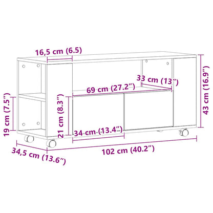 TV-Schrank mit Rollen Schwarz Eichen-Optik 102x34,5x43cm