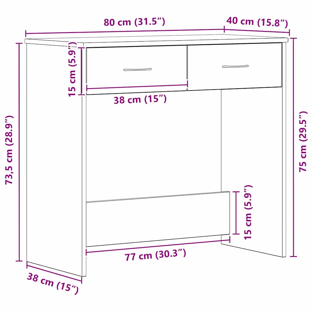 Schreibtisch Schwarze Eiche 80 x 40 x 75 cm Holzwerkstoff