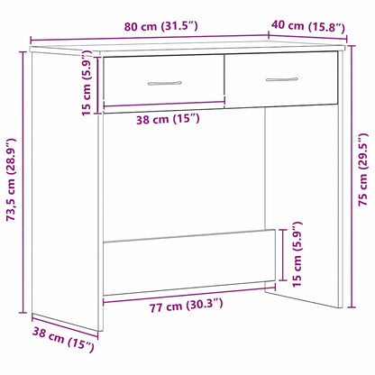 Schreibtisch Schwarze Eiche 80 x 40 x 75 cm Holzwerkstoff