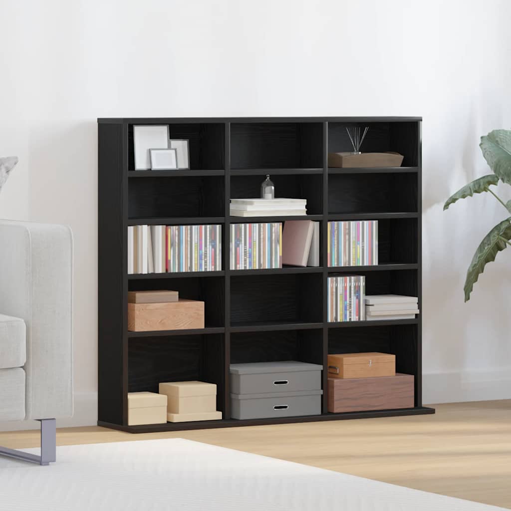 CD-Schrank Schwarz Eichen-Optik 100x23x89,5 cm Holzwerkstoff