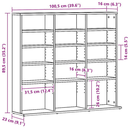 CD-Schrank Schwarz Eichen-Optik 100x23x89,5 cm Holzwerkstoff