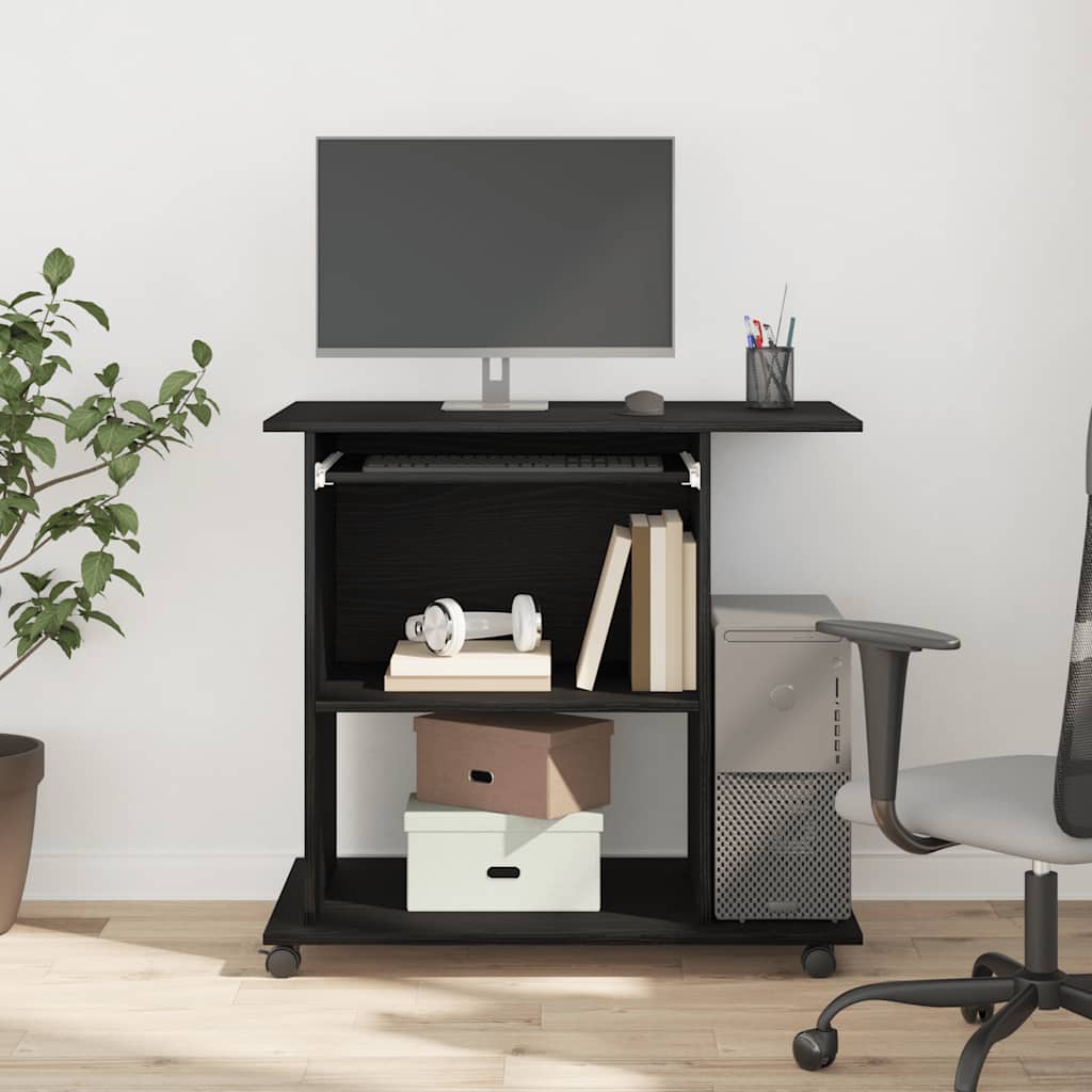 Computertisch Eiche schwarz 80x50x75 cm Holzwerkstoff