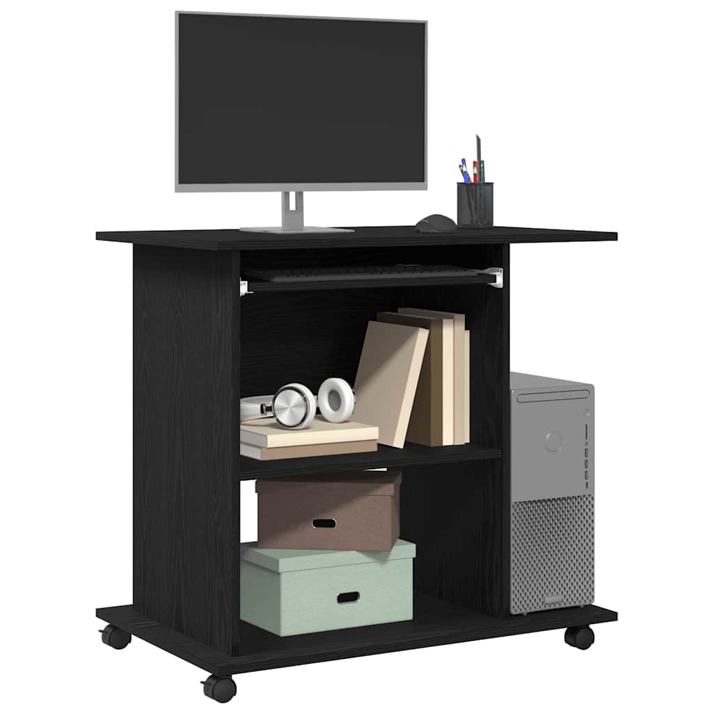 Computertisch Eiche schwarz 80x50x75 cm Holzwerkstoff